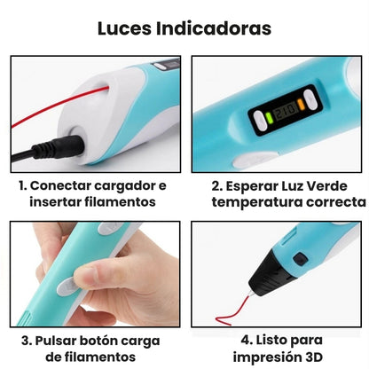 MAGICART®- Lápiz 3D + Filamentos de Regalo